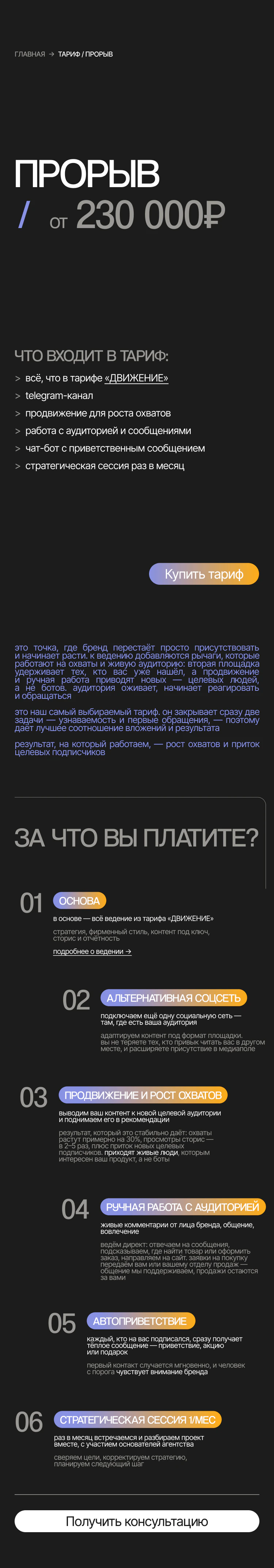 Тариф Прорыв: ведение и продвижение соцсетей