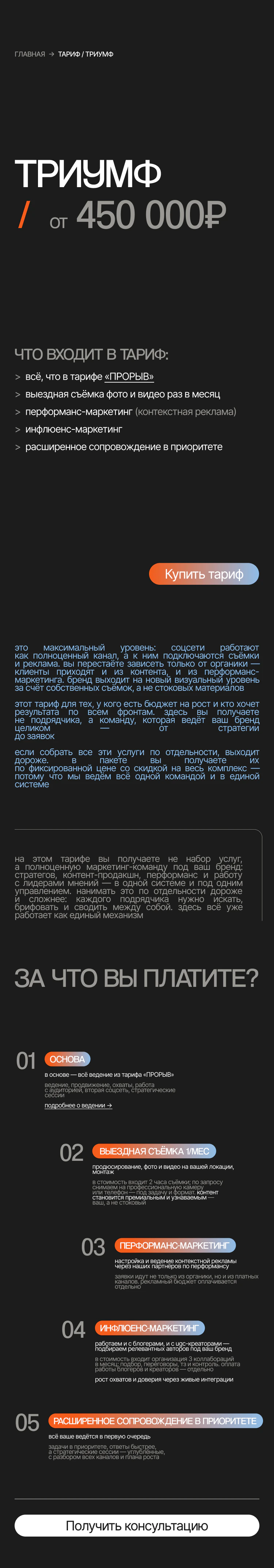 Тариф Триумф: маркетинг-команда под ключ